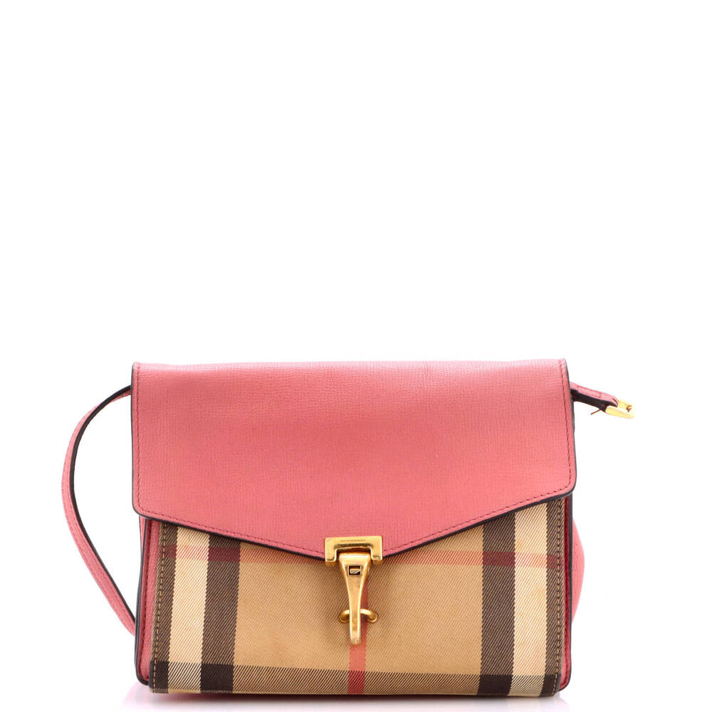Burberry Baby Macken Crossbody Bag Leather and House Check Canvas